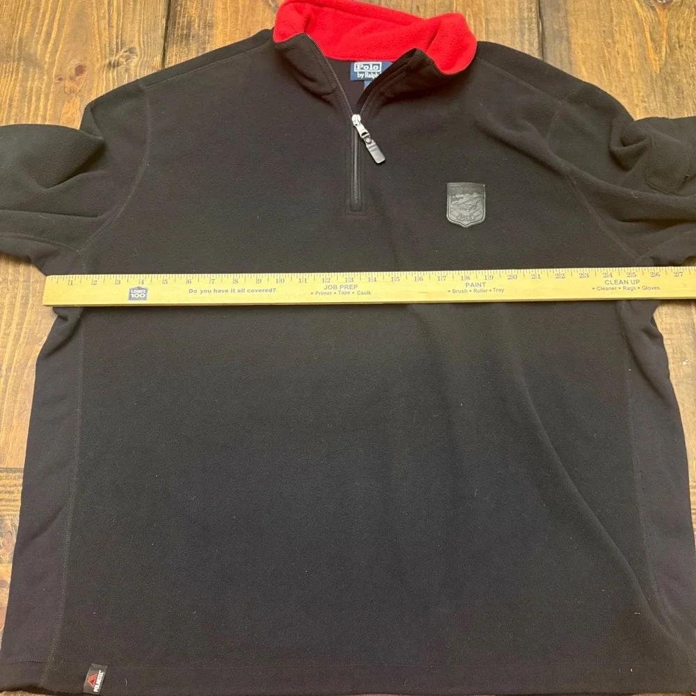 Polo Ralph Lauren Polartec Fleece Quarter Zip Pullover Black Red Mens‎ XXL VTG